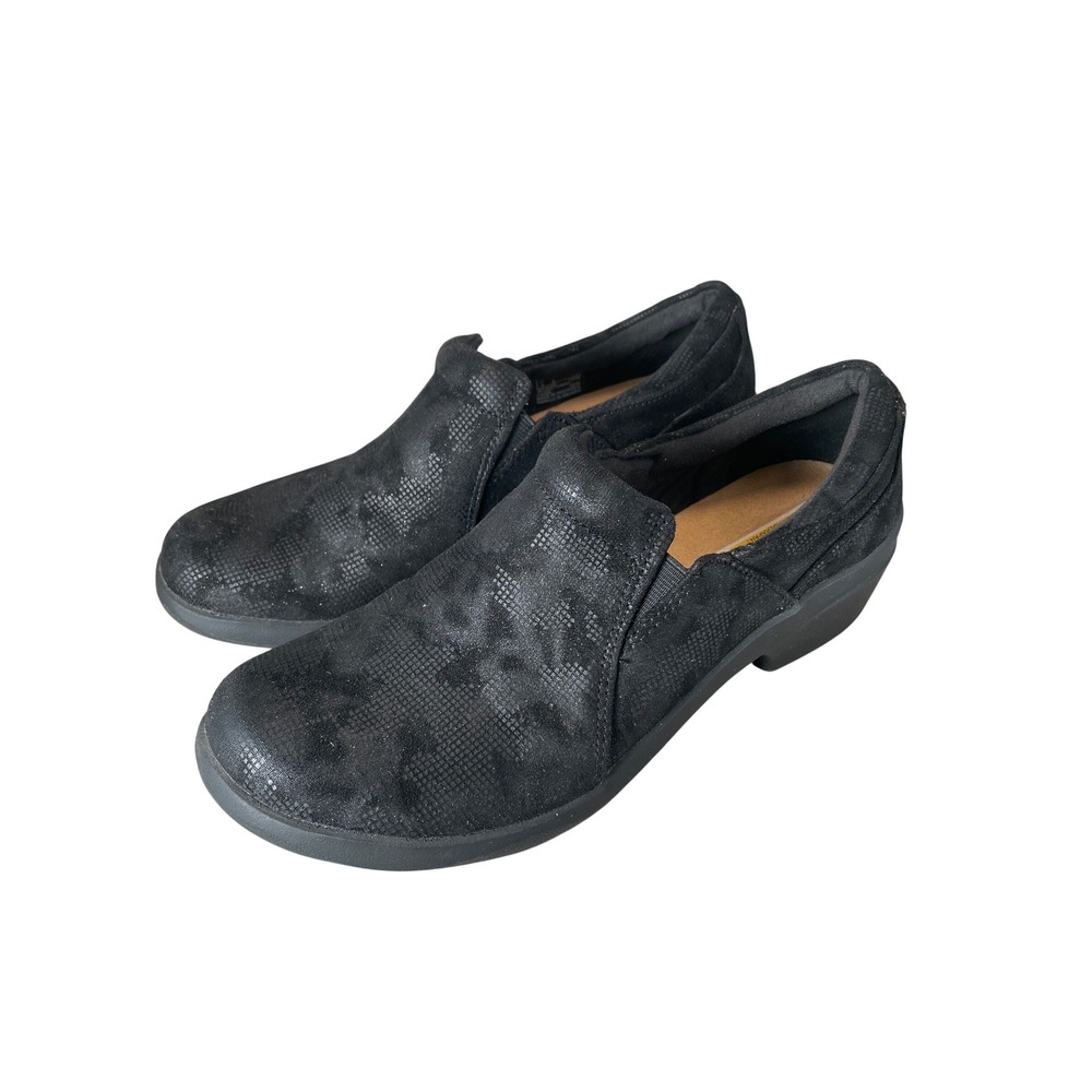 Clarks Black‎ Textured Slip Resistant Clogs Womens 8 M Slip On Work Shoes